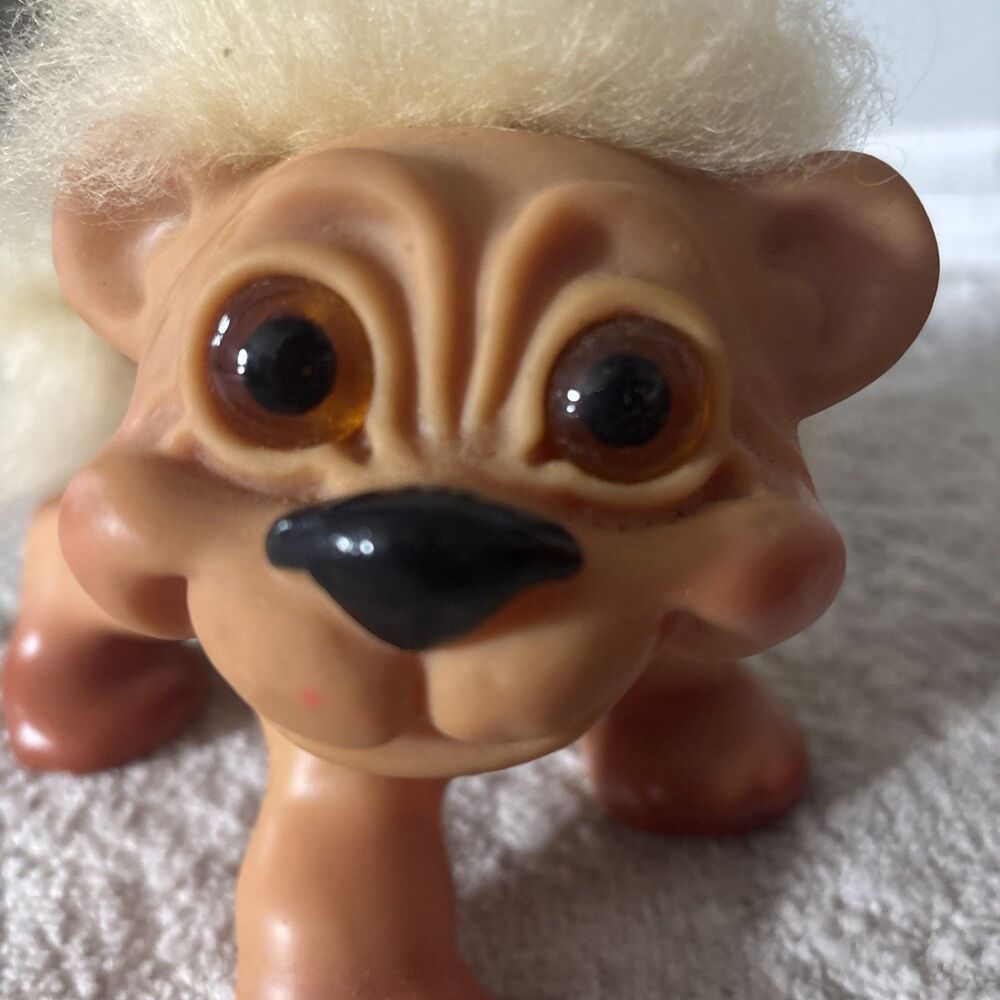 Vintage 1960s DAM Troll Doll Animal Lion Rare Fluffy Hair MINT - Picture 2 of 11